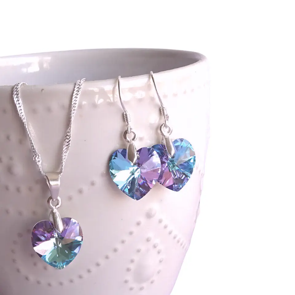 Conjunto de Plata Corazones Violeta 1