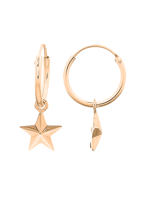Aros De Plata 925 Con Baño De Oro Argollas Estrella