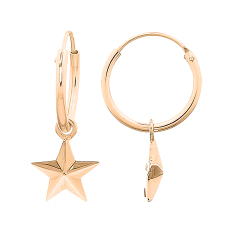 Aros De Plata 925 Con Baño De Oro Argollas Estrella