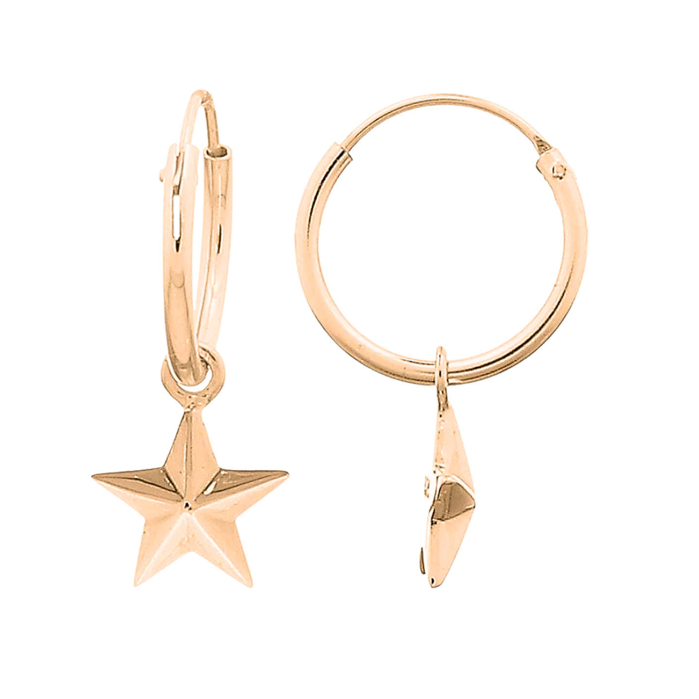 Aros De Plata 925 Con Baño De Oro Argollas Estrella 1