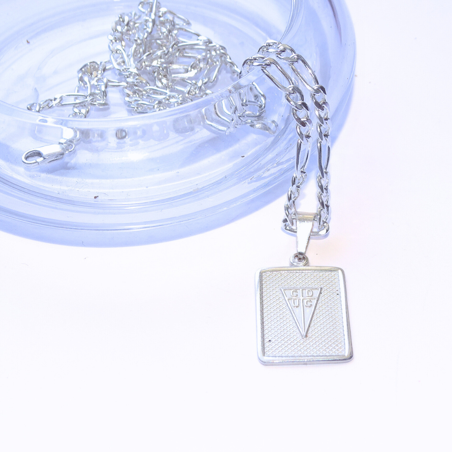 Cadena de Plata Figaro Con Colgate de La U de Chile 2