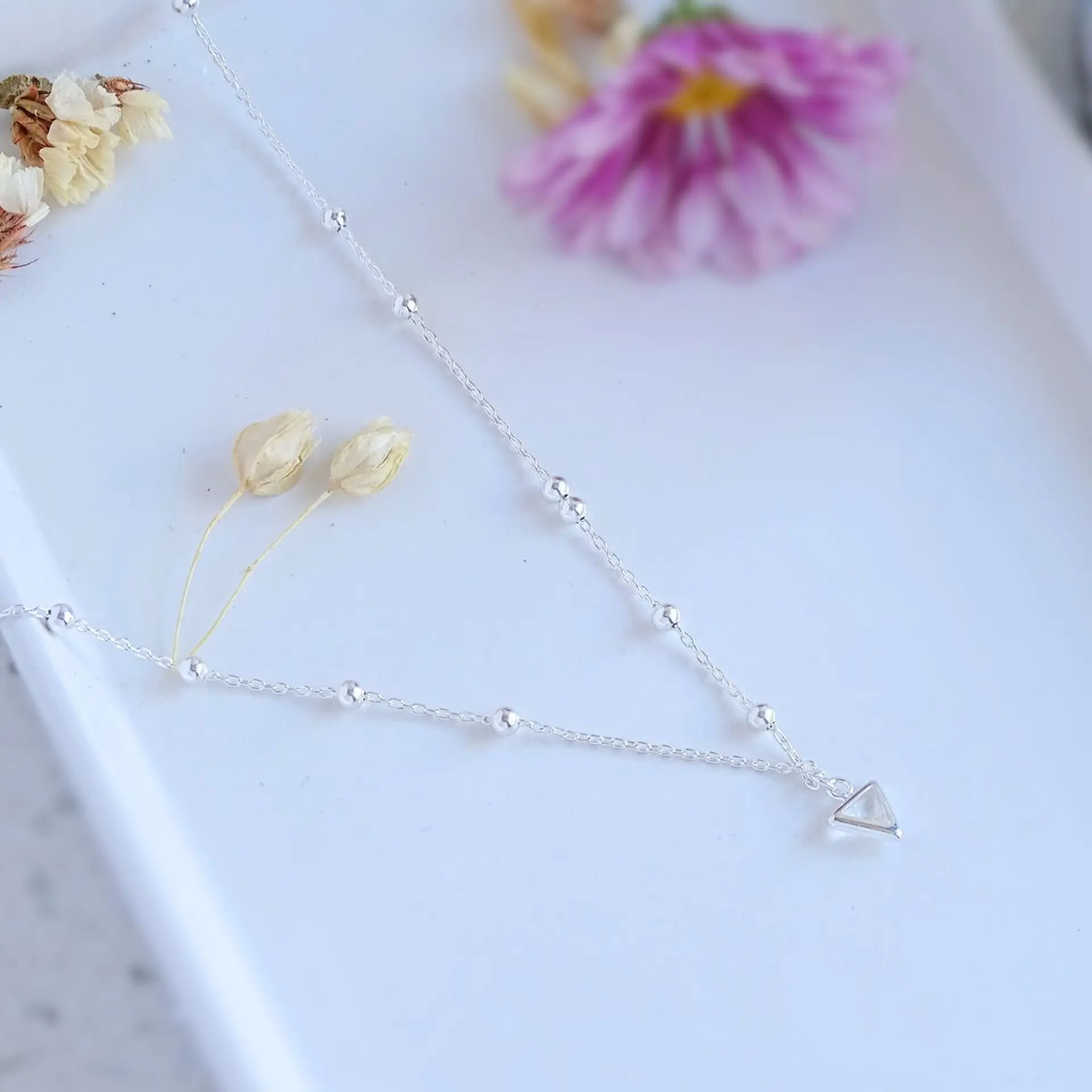 Cadena De Plata 925 Triangulo y Punto 4