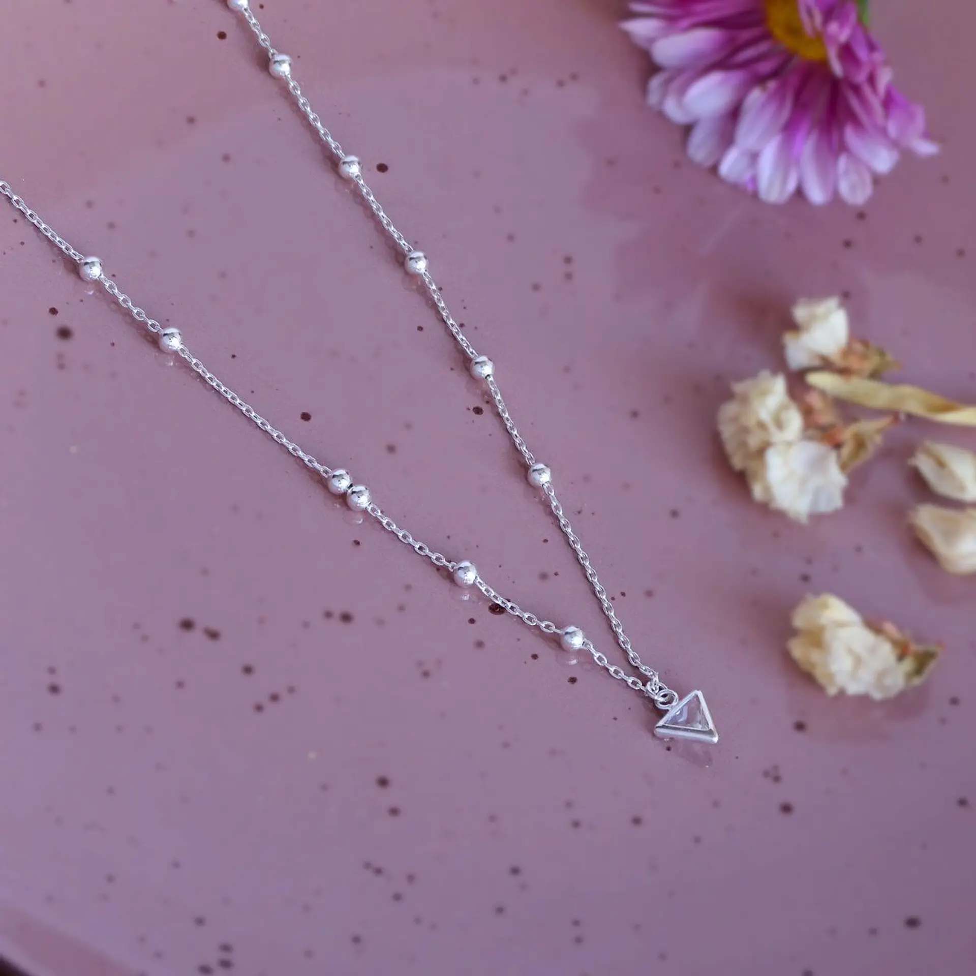 Cadena De Plata 925 Triangulo y Punto 3