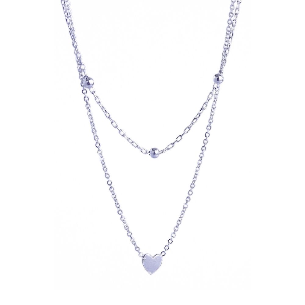 Collar Doble Capa Corazón · Plata 925
