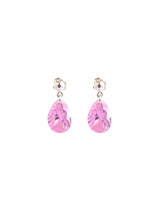 Aros De Plata 925 Gotas De Cristal Rosa 3