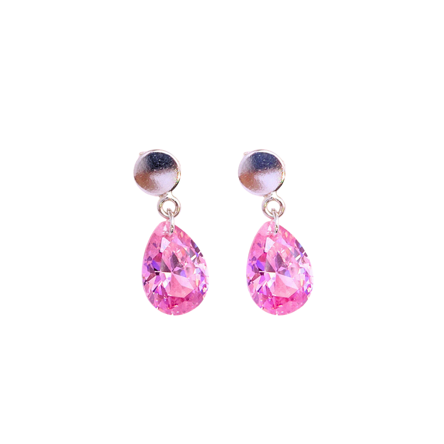 Aros De Plata 925 Gotas De Cristal Rosa 2 1