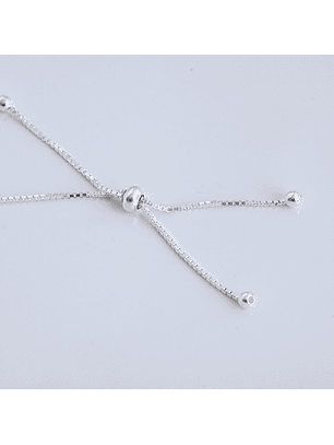 Pulsera De Plata Ley 925 Ajustable Con Bolitas F