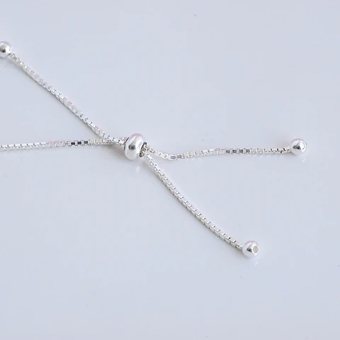 Pulsera De Plata Ley 925 Ajustable Con Bolitas F