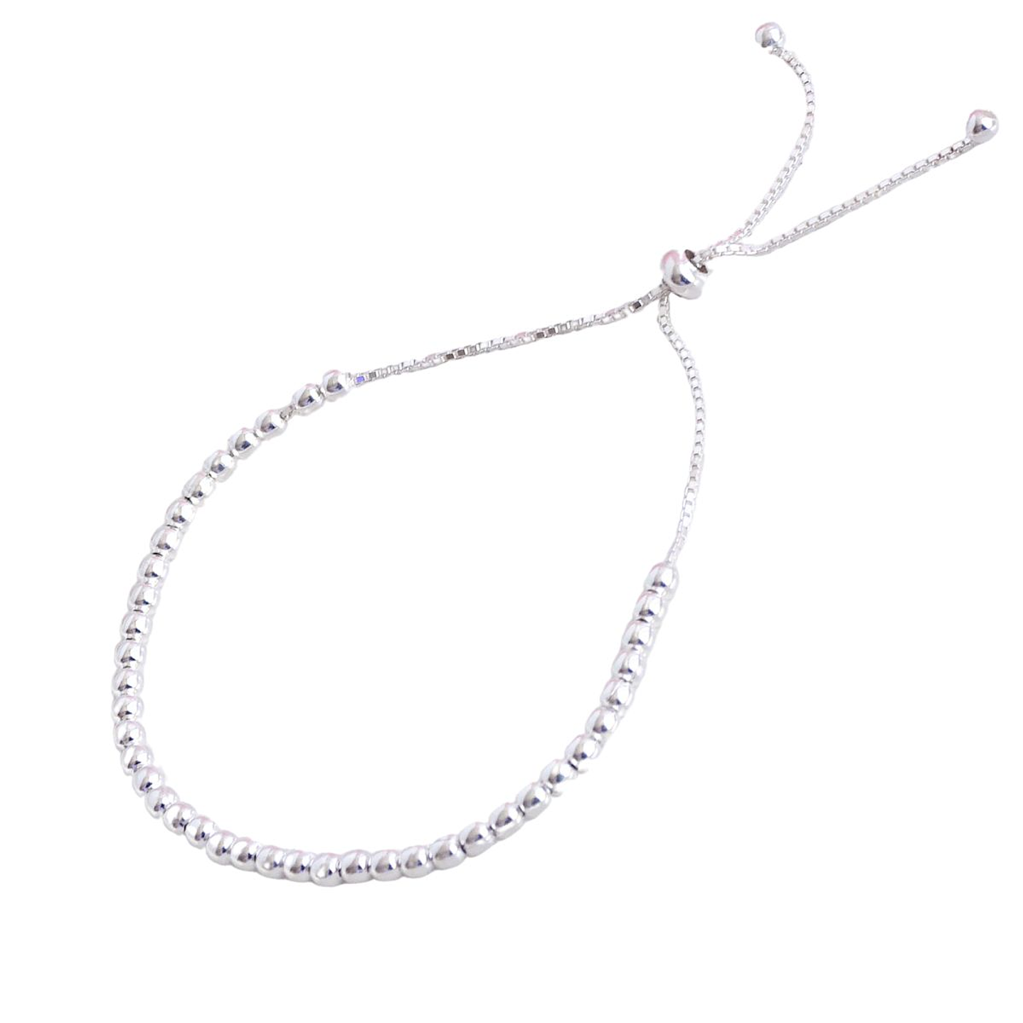 Pulsera De Plata Ley 925 Ajustable Con Bolitas F 1