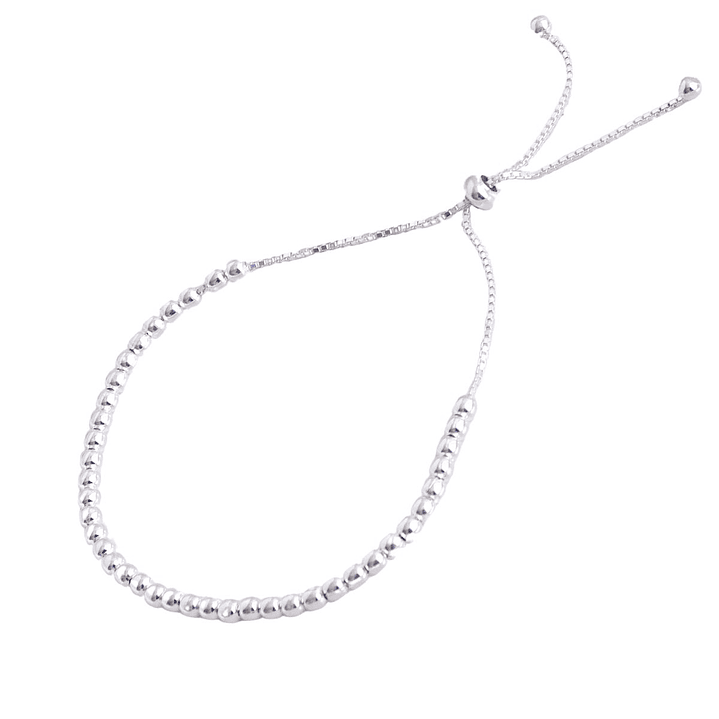 Pulsera De Plata Ley 925 Ajustable Con Bolitas F 1