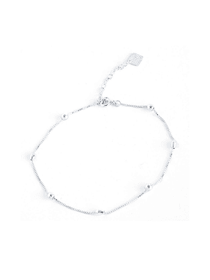 Tobillera De Plata 925 Puntos Y Porotos