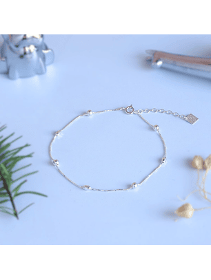 Tobillera De Plata 925 Puntos Y Porotos