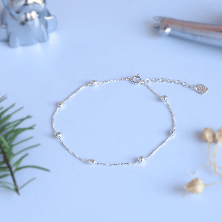 Tobillera De Plata 925 Puntos Y Porotos 2