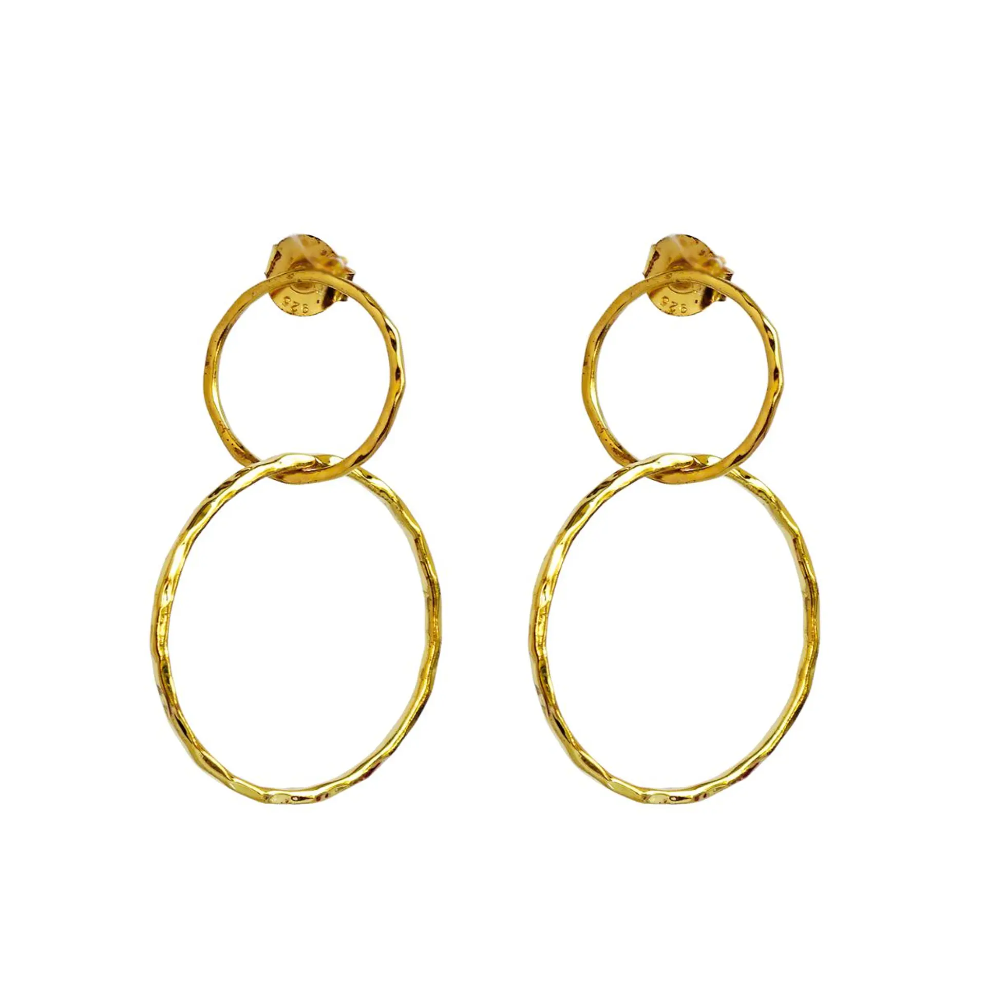 Aros De Plata Con Baño de Oro Aros Doble 1