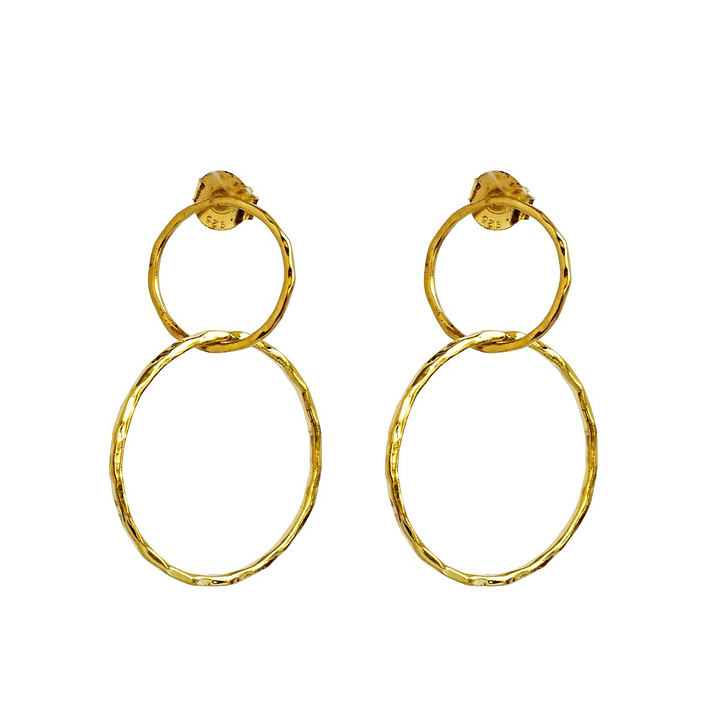 Aros De Plata Con Baño de Oro Aros Doble 1