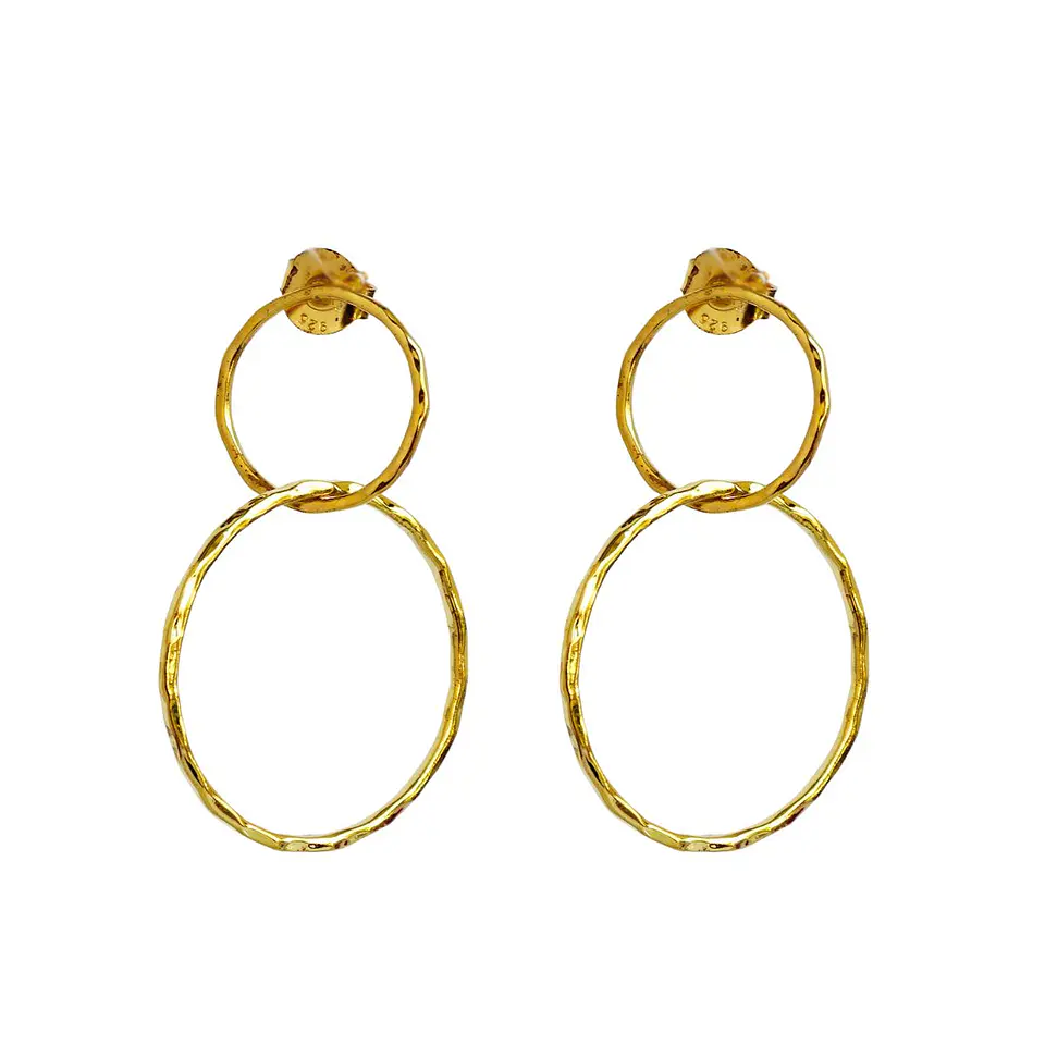 Aros De Plata Con Baño de Oro Aros Doble 1
