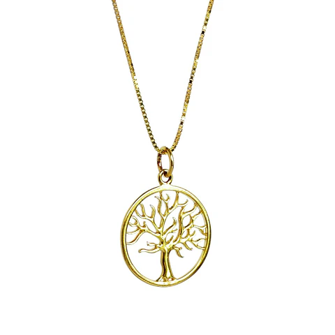 Collar De Plata Con Baño De Oro Árbol de la Vida