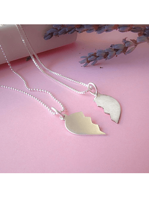 Cadenas De Plata Ley 925 & Corazon Partido (Grabable)