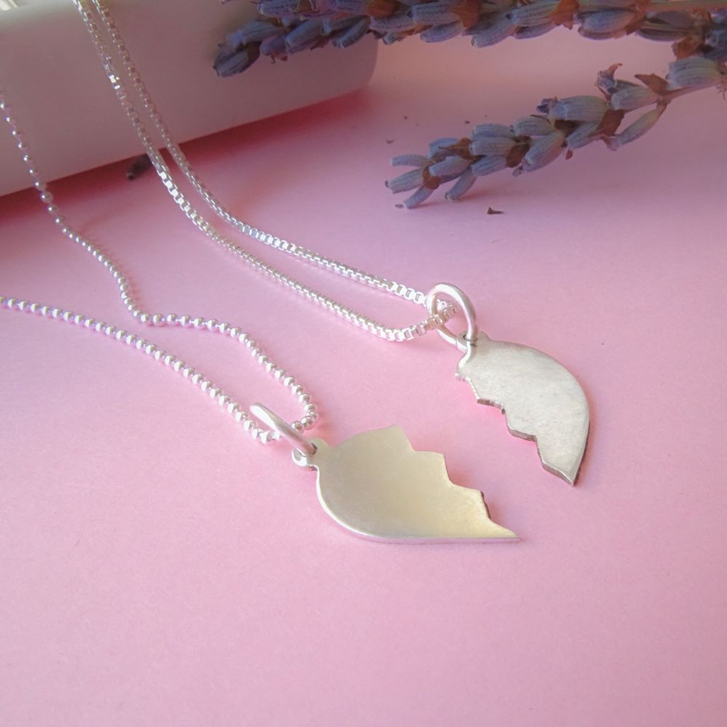 Cadenas De Plata Ley 925 & Corazon Partido (Grabable) 1