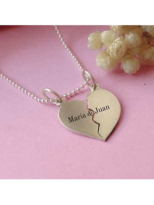 Cadenas De Plata Ley 925 & Corazon Partido (Grabable)