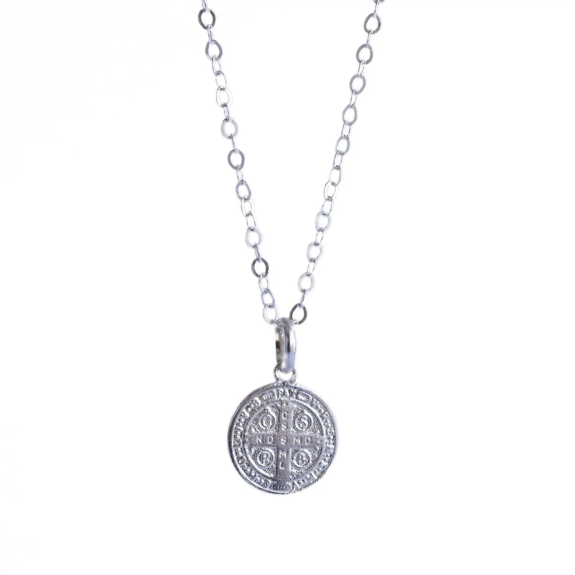 Collar Medalla San Benito Plata 925 · Cadena Rolo 2