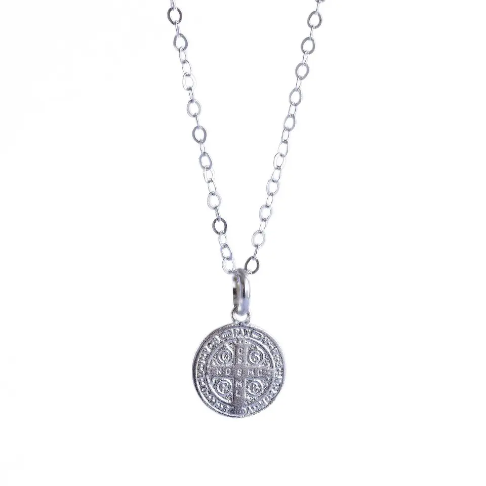 Collar Medalla San Benito Plata 925 · Cadena Rolo 2