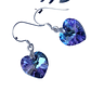 Aros De Plata 925 de Corazón Cristal Violeta/Rosa/Azul/Negro/ Aurora Boreal - Miniatura 3
