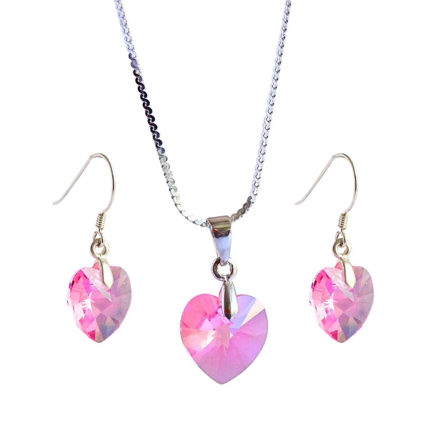 Conjunto de Plata Corazones Rosa 1