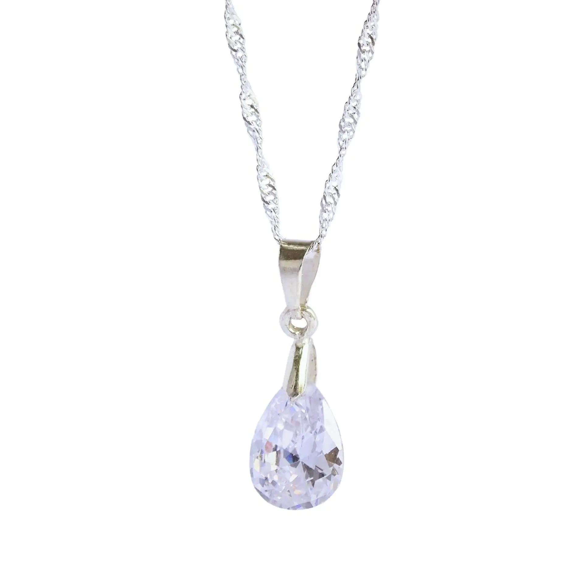 Cadena De Plata Singapur & Gota de Zircón  3