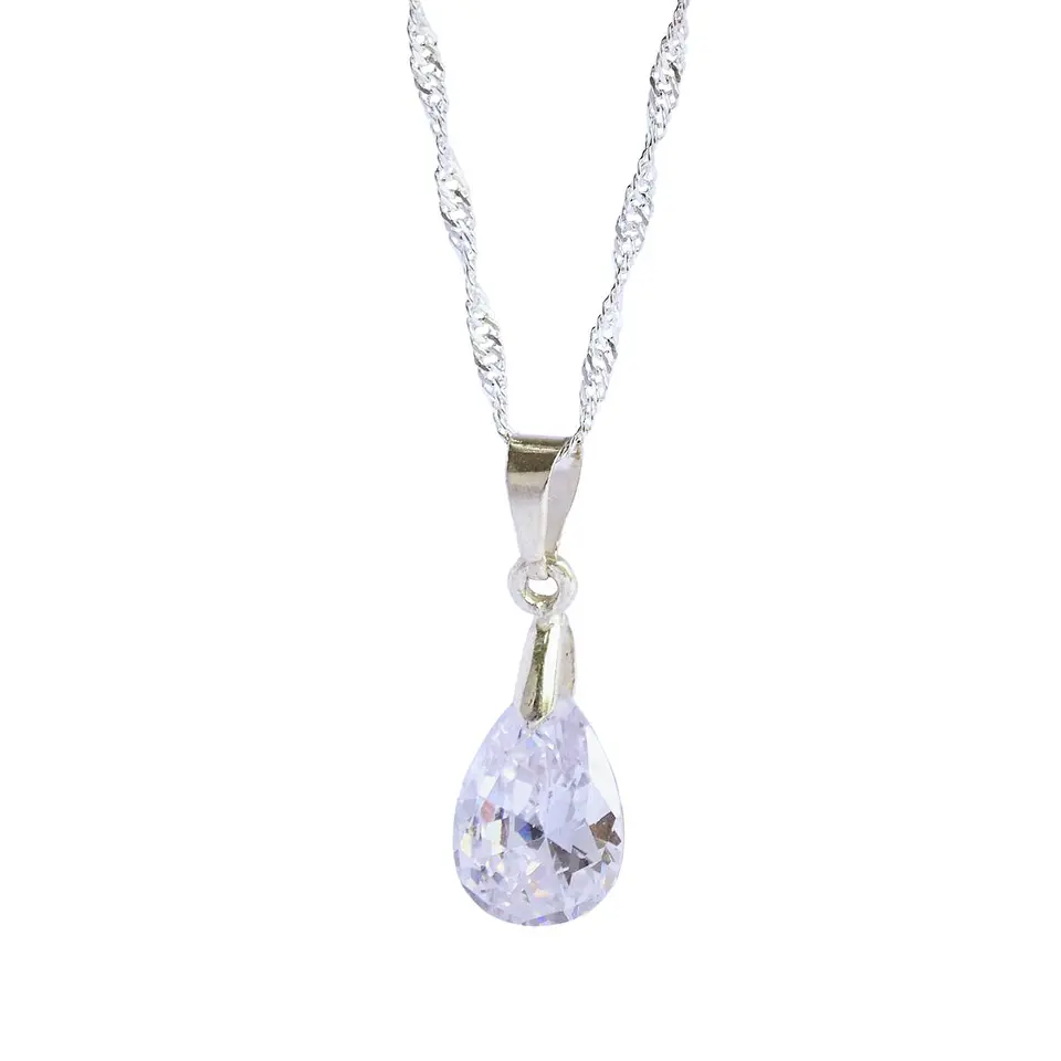 Cadena De Plata Singapur & Gota de Zircón  3