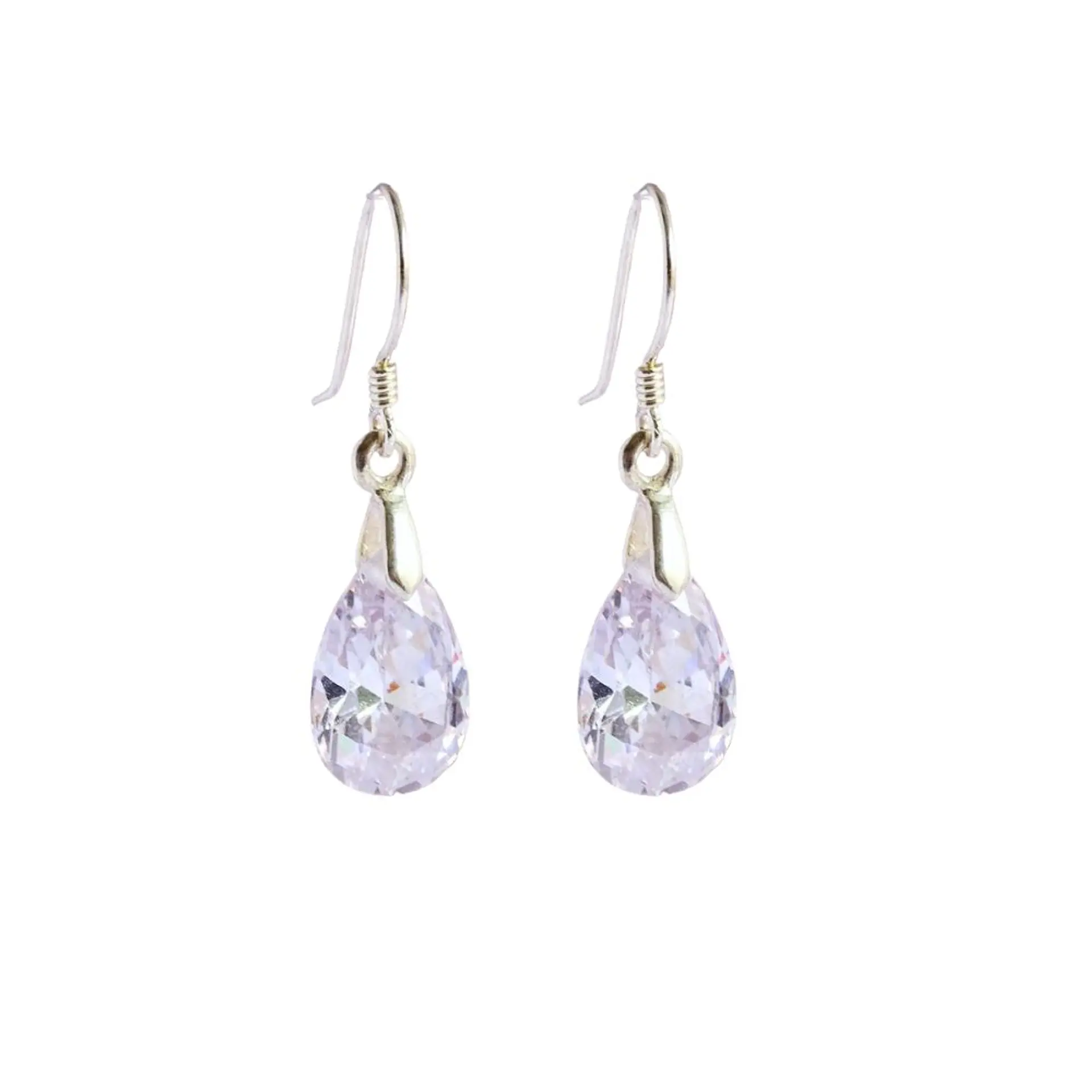 Aros De Plata 925 Gotas De Cristal Brillante 1