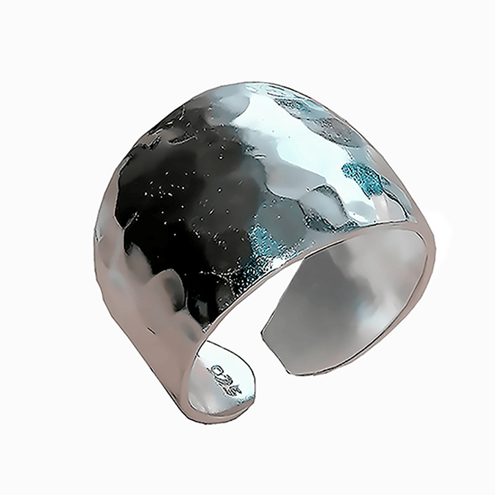Anillo De Plata Con Diseño Efecto Martillado 1