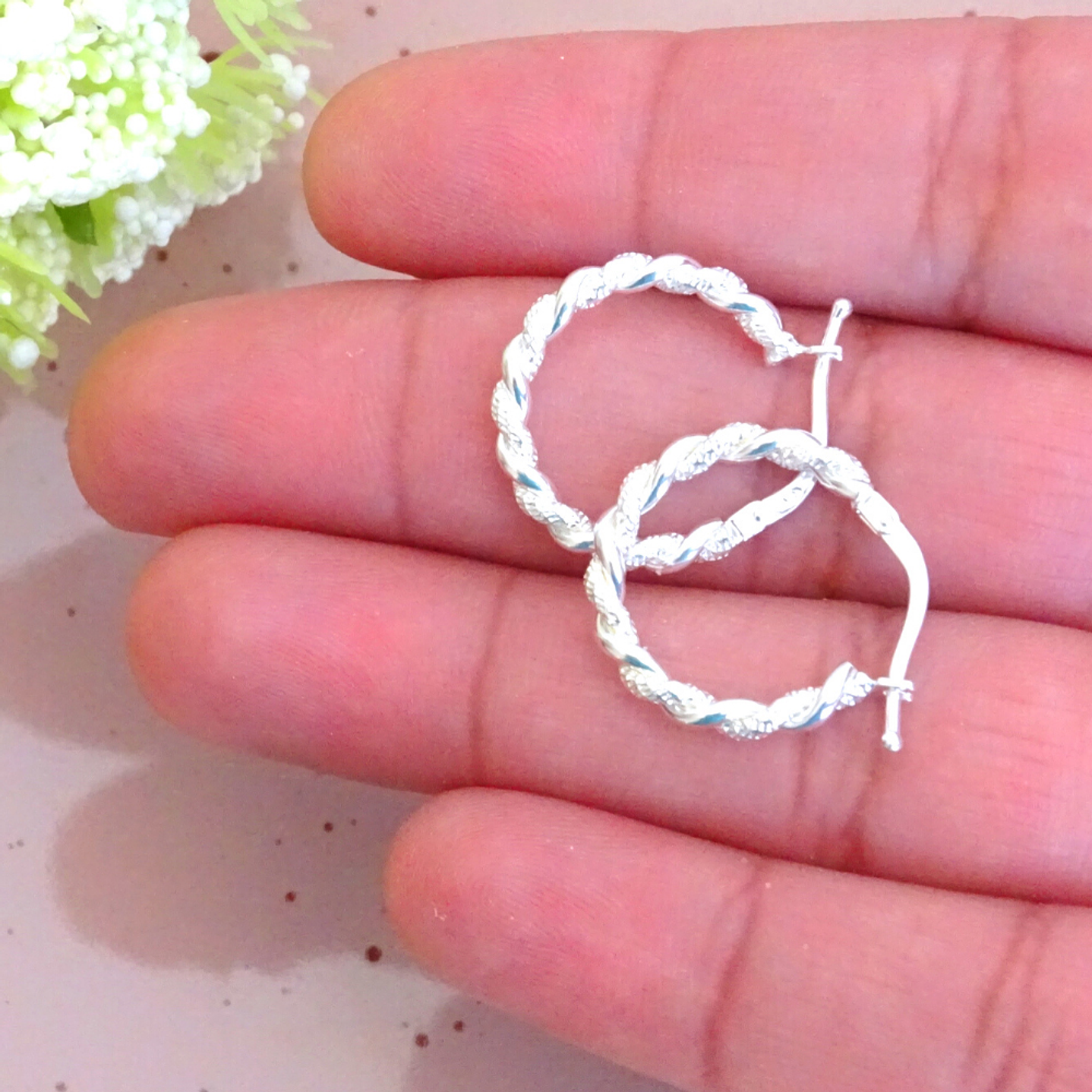 Aros De Plata 925 Argollas Enroscada 2cm 3