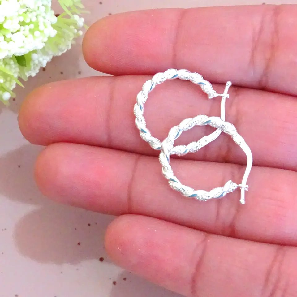 Aros De Plata 925 Argollas Enroscada 2cm 3