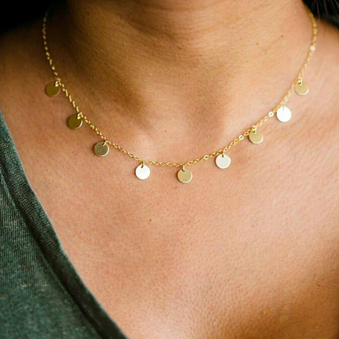 Collar De Plata Con Baño De Oro Minimedallas 
