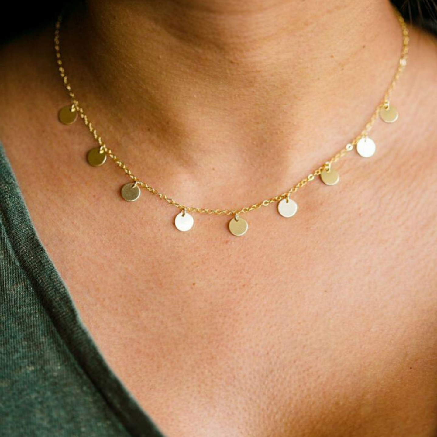 Collar De Plata Con Baño De Oro Minimedallas  2