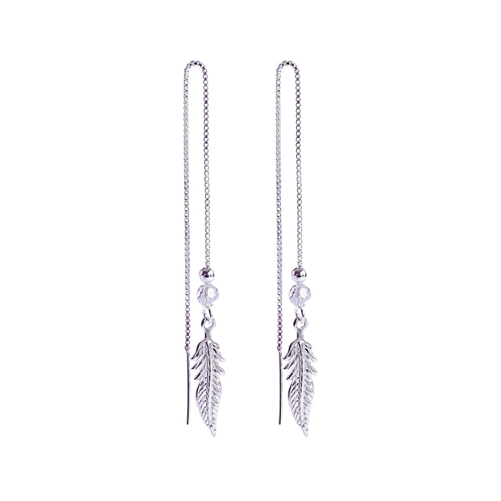 Aros De Plata 925 Plumas con Cristales Violeta/ Azul/ Rosa/ Negro 3