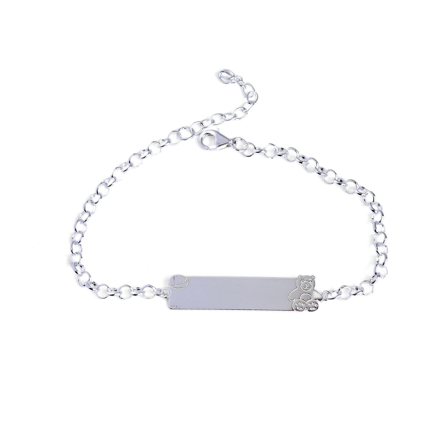 Pulsera Piocha de Plata Oso Teddy Personalizada 1