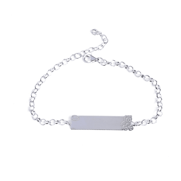 Pulsera Piocha de Plata Oso Teddy Personalizada 1
