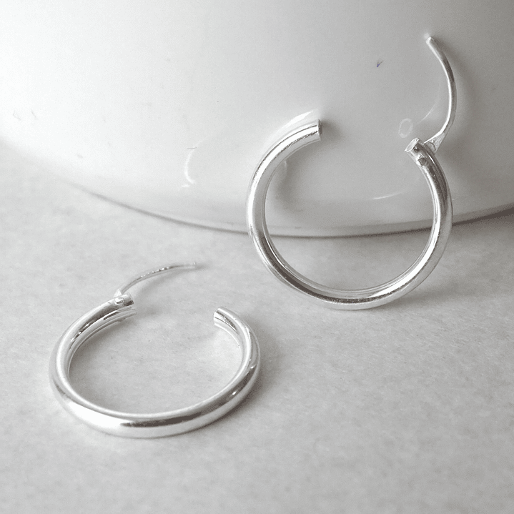 Aros De Plata 925 Argollas 14mm 3