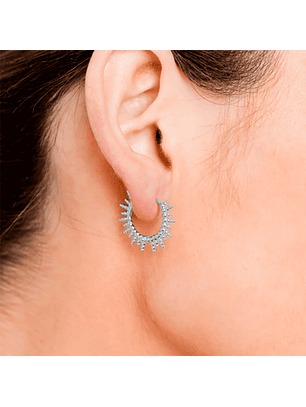 Aros De Plata Con Baño De Oro Argollas Sol Plateado