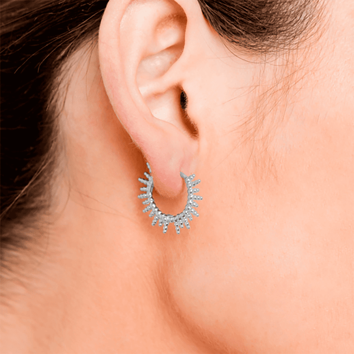 Aros De Plata Con Baño De Oro Argollas Sol Plateado 2