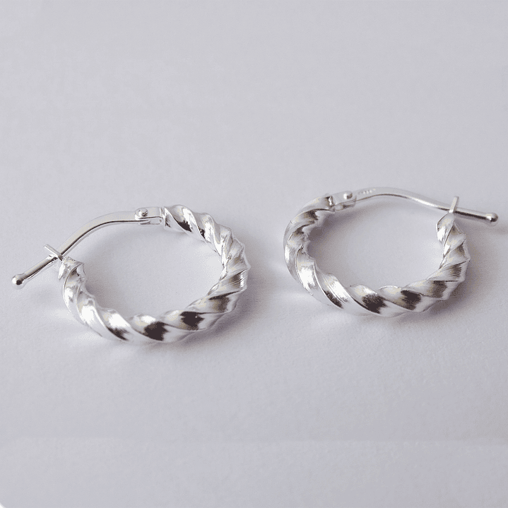 Aros De Plata 925 Argollas Enroscada 3