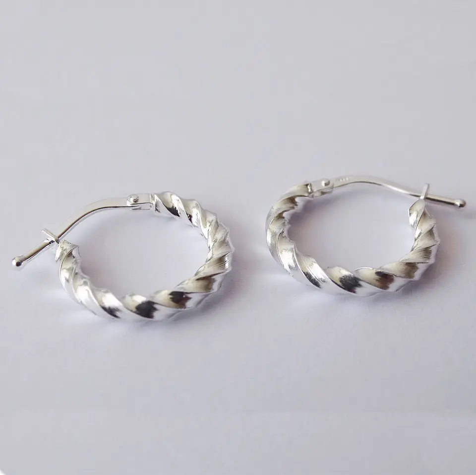 Aros De Plata 925 Argollas Enroscada 3