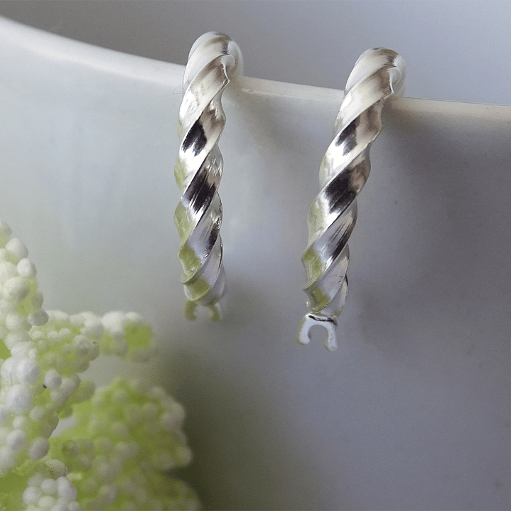 Aros De Plata 925 Argollas Enroscada 2