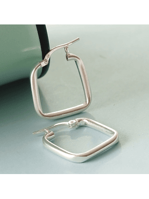 Aros De Plata 925 Argollas Cuadradas