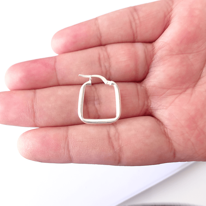 Aros De Plata 925 Argollas Cuadradas 5