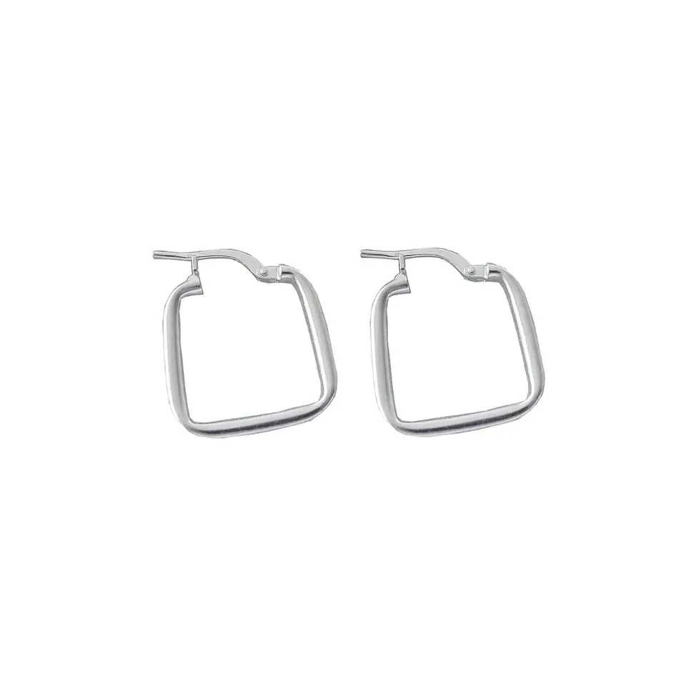 Aros De Plata 925 Argollas Cuadradas 1