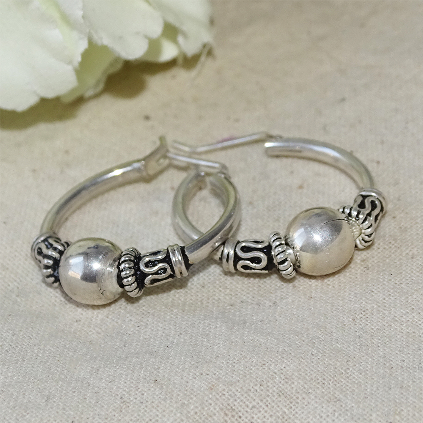 Aros De Plata 925 Argollas Bali 16mm  3