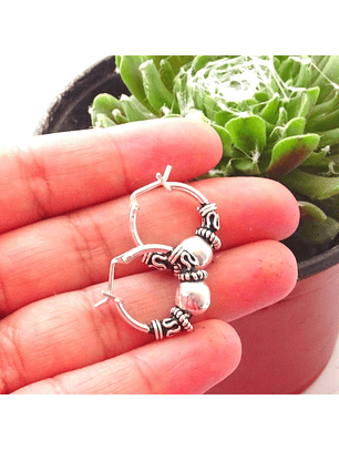 Aros De Plata 925 Argollas Bali 16mm 
